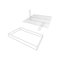 Aschekasten mit Grillrost mit Klappgriffen 60x30cm