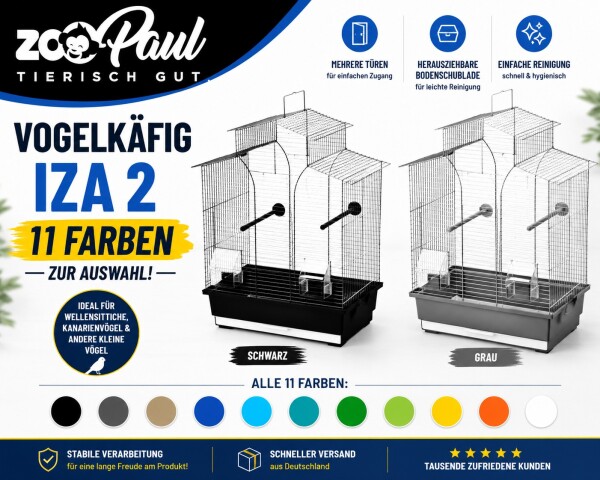 Vogelkäfig IZA 2 60cm Wellensittich Kanarien Vogelbauer Käfig Voliere ZooPaul