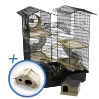 XXL Hamsterkäfig schwarz beige mit Zubehör