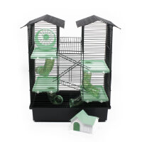 XXL Hamsterkäfig schwarz mit Zubehör turkis