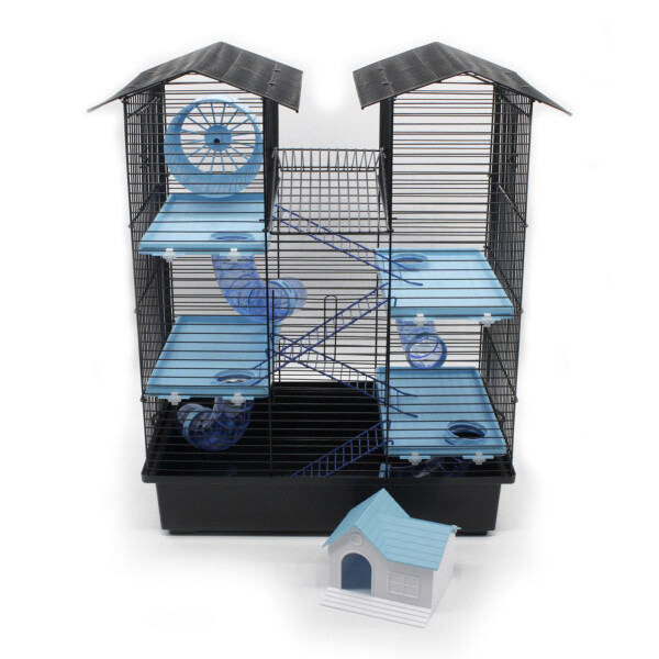 XXL Hamsterkäfig blau mit Zubehör