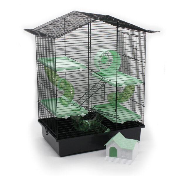 XXL Hamsterkäfig schwarz turkis mit Zubehör