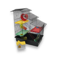 XXL Hamsterkäfig schwarz bunt mit Zubehör