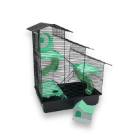XXL Hamsterkäfig schwarz grün mit Zubehör