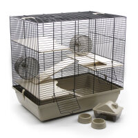 Hamsterkäfig XXL inkl. Zubehör beige/schwarz