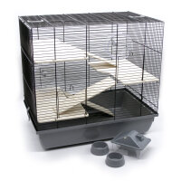 Hamsterkäfig XXL inkl. Zubehör grau/schwarz