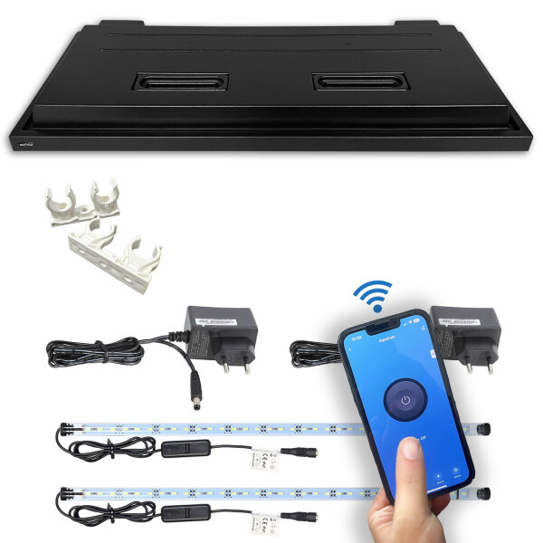 Variation ZooPaul Modern Line Aquarienabdeckung  80 x 40 cm 2x LED weiss + Smart