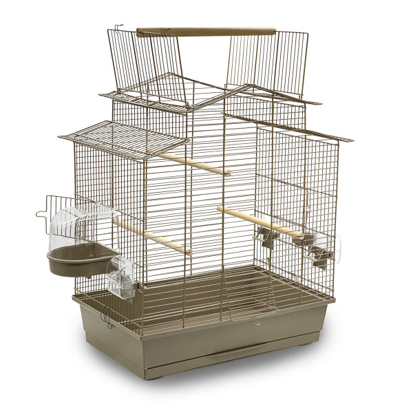 Premium XXL Vogelkäfig Mokka mit Badehaus und Zubehör IZA 3