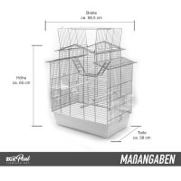 Premium XXL Vogelkäfig Mokka mit Badehaus und Zubehör IZA 3