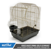 Vogelkäfig EMMA 72x54x38 cm gold shwarz mit Badehaus...