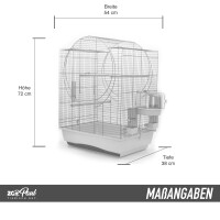 Vogelkäfig EMMA 72x54x38 cm gold shwarz mit Badehaus + Trinkröhrchen
