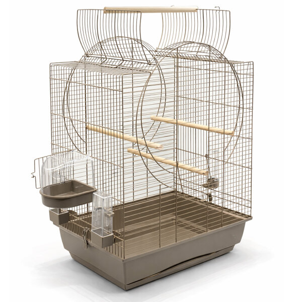 Vogelkäfig EMMA Cabrio mocca 72x54x38 cm mocca/mocca + Badehaus und Trinkrohr
