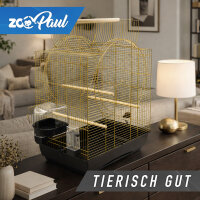 Vogelkäfig XXL EMMA Cabrio schwarz/gold + Badehaus...