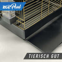 Vogelkäfig XXL EMMA Cabrio schwarz/gold + Badehaus und Trinkrohr