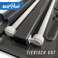 ZooPaul Aquarium Startklar-Set 100x40 cm – Abdeckung mit 2x T8 30W Beleuchtung, Keramik-Holzdeko & Fischkescher